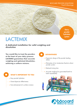 Dairy powder hydration system Lactemix Boccard