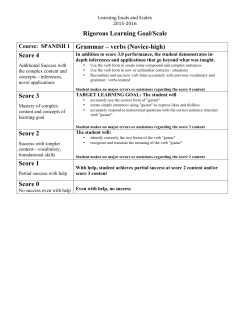 Rigorous Learning Goal/Scale Course: SPANISH 1