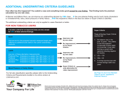 ADDITIONAL UNDERWRITING CRITERIA GUIDELINES