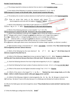 Periodic Trends Practice Test KEY