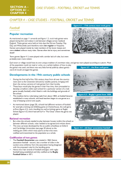 CHAPTER 4 &ndash; CASE STUDIES &ndash; FOOTBALL, CRICKET and