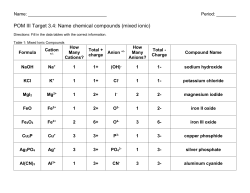 POM III Target 3.4: Name chemical compounds