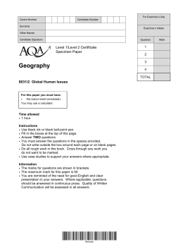 Level 1/2 Certificate in Geography Specimen Question Paper Global