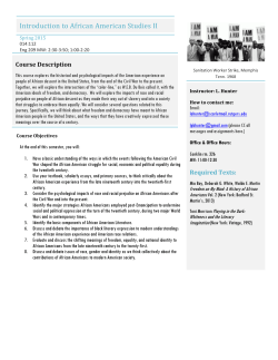 Introduction to African American Studies II