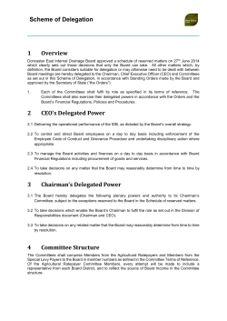 Scheme of Delegation 1 Overview 2 CEO`s Delegated Power 3