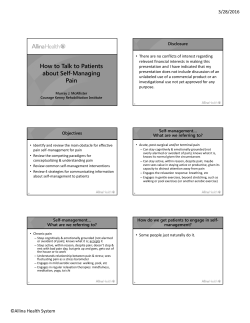 How to Talk to Patients about Self-Managing Pain