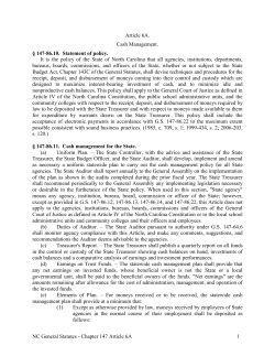 NC General Statutes - Chapter 147 Article 6A 1 Article 6A. Cash