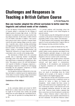 Challenges and Responses in Teaching a British Culture Course