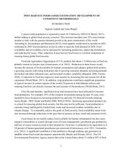 POST-HARVEST FOOD LOSSES ESTIMATION