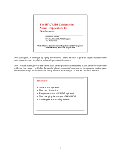The HIV/AIDS Epidemic in Africa: Implications for Development
