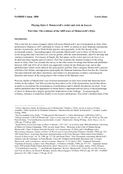 FoMRHI Comm. 1808 Lewis Jones Playing Orfeo I: Monteverdi`s