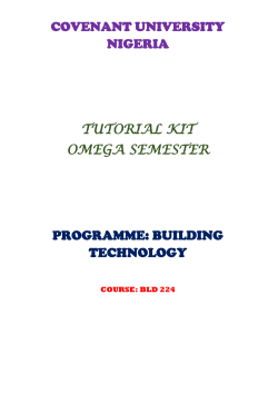 bld224 tutorial kit - Covenant University