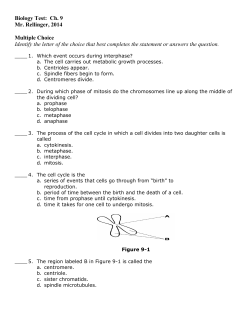 Biology Test: Ch. 9 Mr. Rellinger, 2014 Multiple Choice Identify the