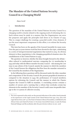 The Mandate of the United Nations Security Council in a Changing