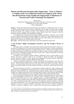 Patents and Downstream Innovation Suppression – Facts - PUC-SP