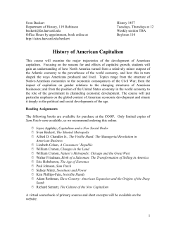 History of American Capitalism - the Program on the Study of