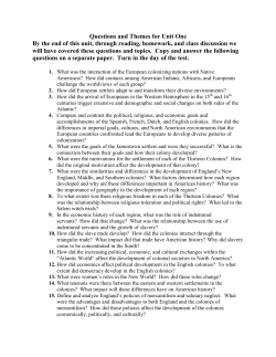 Questions and Themes for Unit One