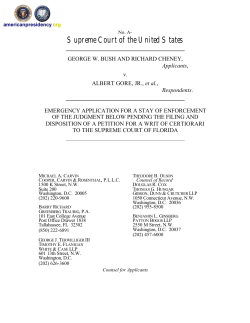 Bush Petition for Stay of FL Decision