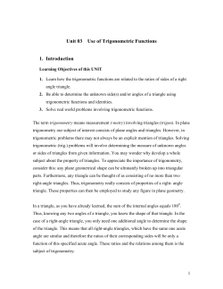 Unit 03 Use of Trigonometric Functions 1. Introduction