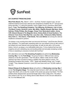 2013 SUNFEST PRESS RELEASE West Palm Beach, Fla., March 7