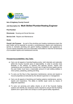 Job Description for Multi Skilled Plumber/Heating Engineer