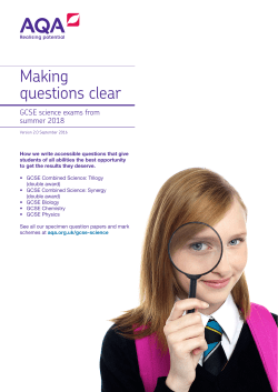 GCSE science Making questions clear Exam guidance