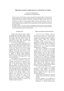 DECISION MAKING UNDER MENTAL AND PHYSICAL STRESS