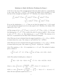 Solutions to Math 152 Review Problems for Exam 1