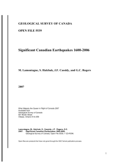 Significant Canadian Earthquakes 1600-2006 - Long