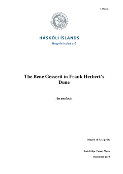 The Bene Gesserit in Frank Herbert`s Dune