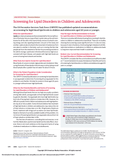 Screening for Lipid Disorders in Children and Adolescents