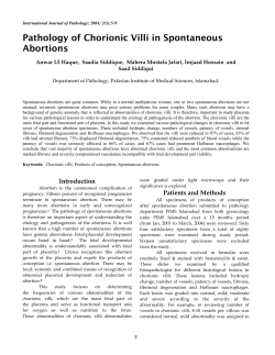Pathology of Chorionic Villi in Spontaneous Abortions