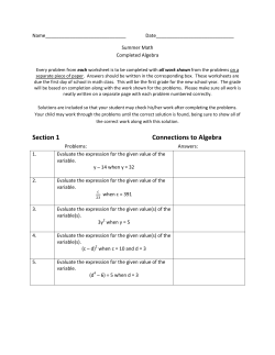 Section 1 Connections to Algebra