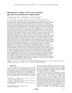 High‐frequency response of the ocean to mountain gap winds in the