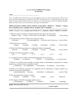 GY 112 TEST NUMBER ONE (sample) (D. Haywick) Name: Note