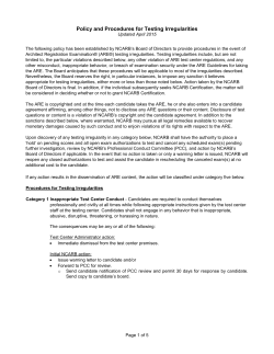 Policy and Procedures for Testing Irregularities