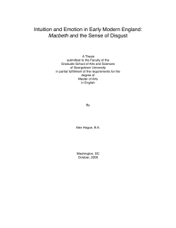 Intuition and Emotion in Early Modern England: Macbeth and the