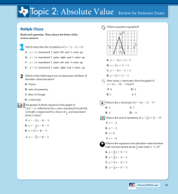 Topic 2: Absolute Value Review for Semester Exam
