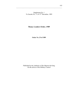 Money Lenders Order, 1989