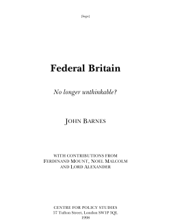 Federal Britain - Centre for Policy Studies