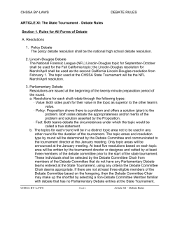 CHSSA BY-LAWS DEBATE RULES ARTICLE XI