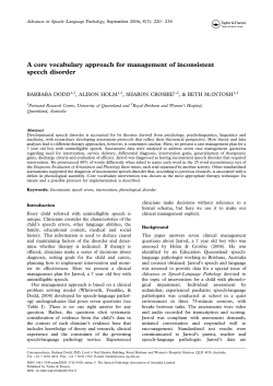 A core vocabulary approach for management of inconsistent speech