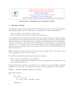 1 Algorithm: Design - IIITDM Kancheepuram