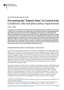 Preventing the &ldquo;Islamic State&rdquo; in Central Asia Conditions, risks and