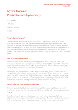 Styrene Monomer Product Stewardship Summary