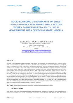 socio-economic determinants of sweet potato production among