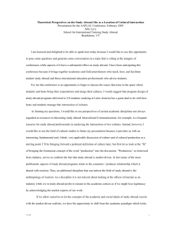 Theoretical Perspectives on the Study Abroad Site as a