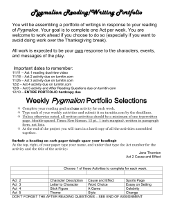 Pygmalion Reading/Writing Portfolio Weekly Pygmalion Portfolio