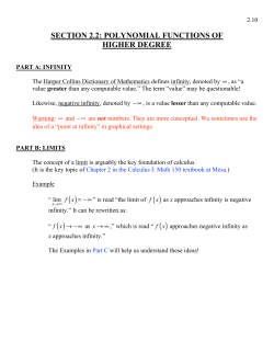 SECTION 2.2: POLYNOMIAL FUNCTIONS OF HIGHER DEGREE