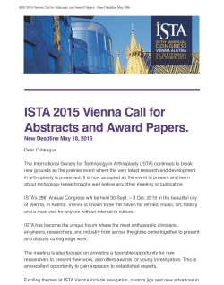 ISTA 2015 Vienna Call for Abstracts and Award Papers.